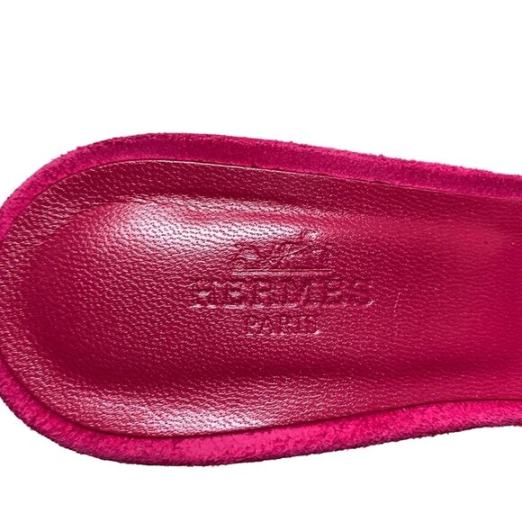 HERMES Oasis - Pink Suede Women's Sandals 558-061025 - Picture 7 of 8